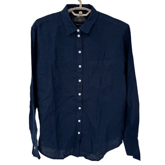 Baird McNutt J Crew Garçon Classic Shirt Irish linen Button Down Navy Size 6 NWT - Picture 2 of 8